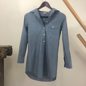 EUC++ J. Crew | 100% Cotton | Blue Tunic | Long-Sleeve Shirt | Blue | Button